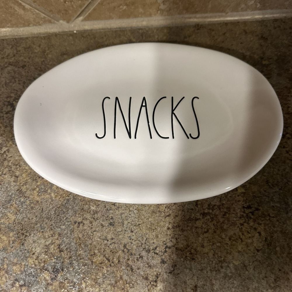 Rae Dunn Artisan Collection by Magenta Snack Oval Plate Farmhouse Black Text New